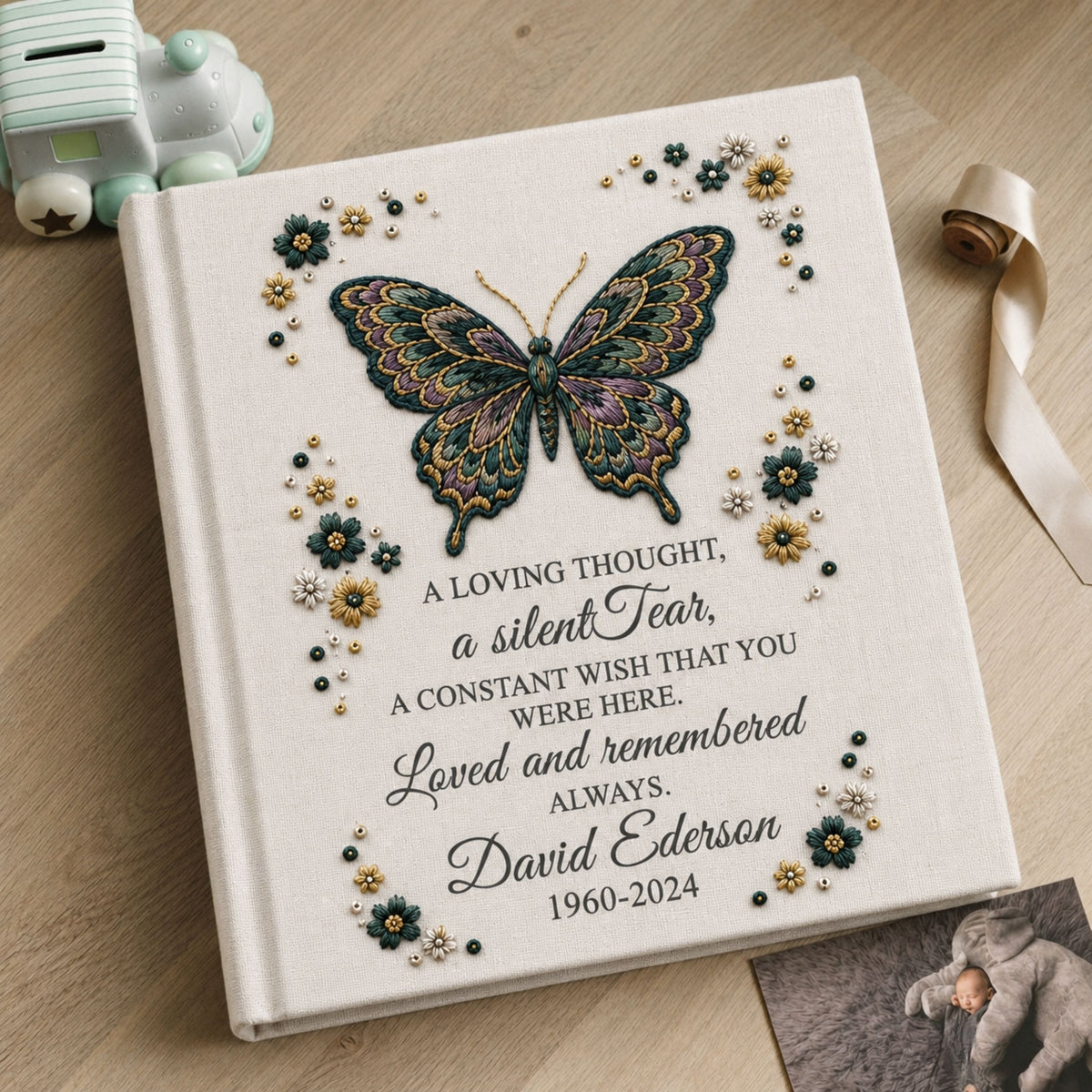 Butterfly Memorial Photo Album Personalized Remembrance Album Floral Sympathy Gift Celebration of Life Memory Keepsake