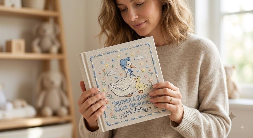 Embroidered Photo Album Goose And Duck Sweet Family Memory Keepsake