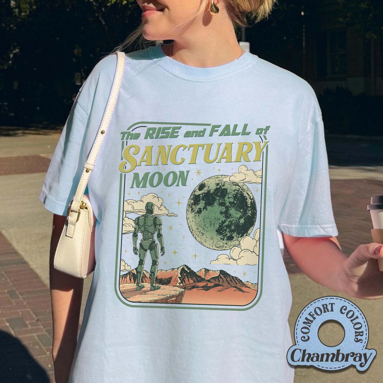 Retro Sci-Fi Space Soap Graphic T-Shirt, Bookish Robot Reader Tee