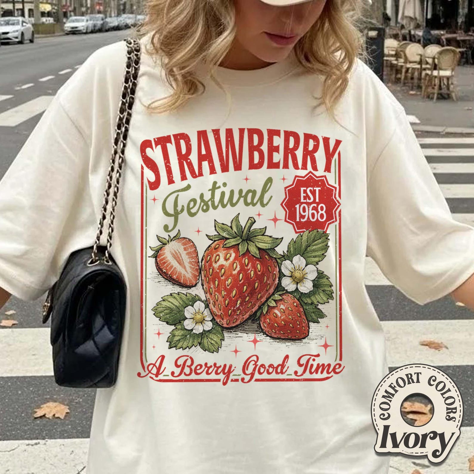Retro Strawberry Graphic T-Shirt, Summer Berry Festival Tee, Cottagecore Fruit Lover Gift