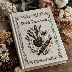Botanical Recipe Book Personalized Cookbook Custom Kitchen Journal Family Heirloom Gift for Mom Grandma Bride or Wife