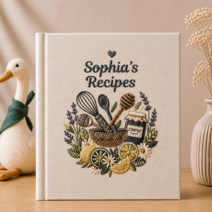 Custom Family Recipe Book Personalized Kitchen Journal Lemon Lavender Sourdough Cookbook Heirloom Gift for Home Baker