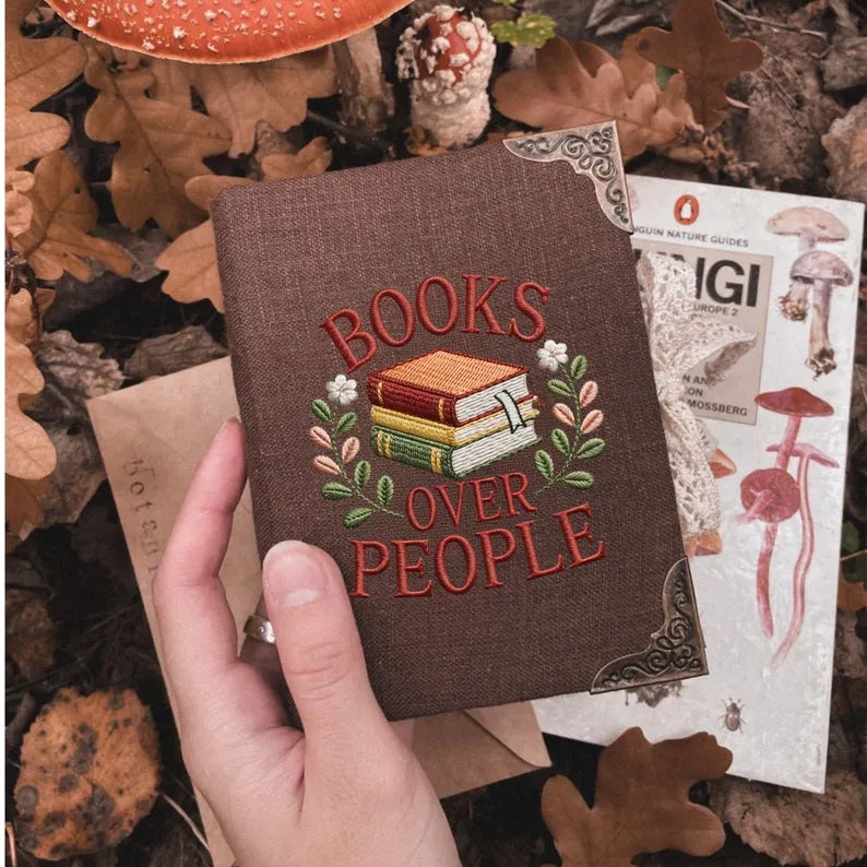 Books Over People Embroidery Design: Funny Book Lover Quote (Digital Download)