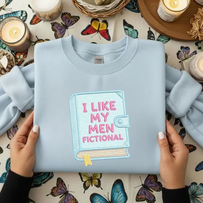 Bookish Girlie I Like Men Fictional Embroidery File Funny Book Lover Machine Embroidery Design