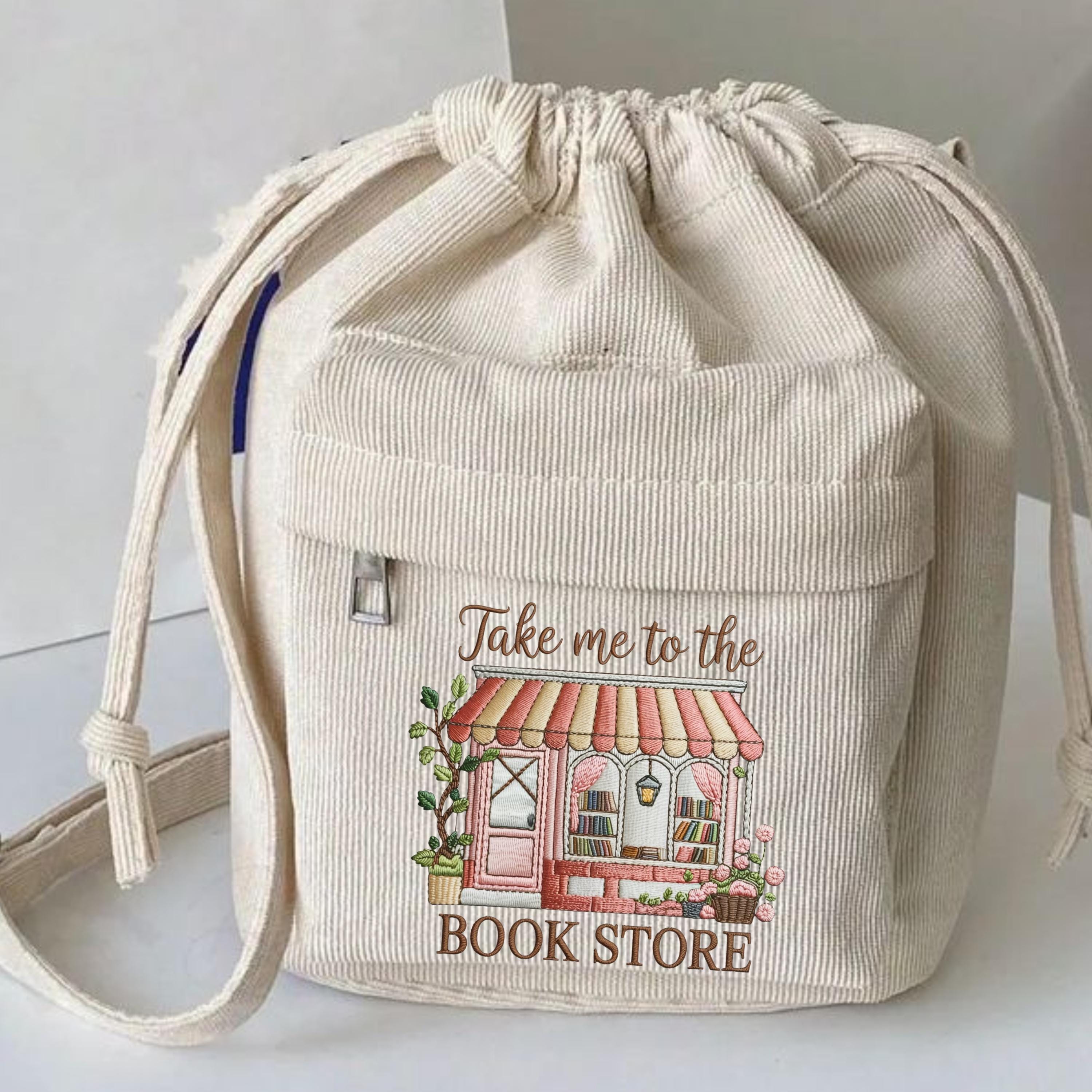 Bookstore Embroidery Design, Book Lover Gift (Machine Embroidery)