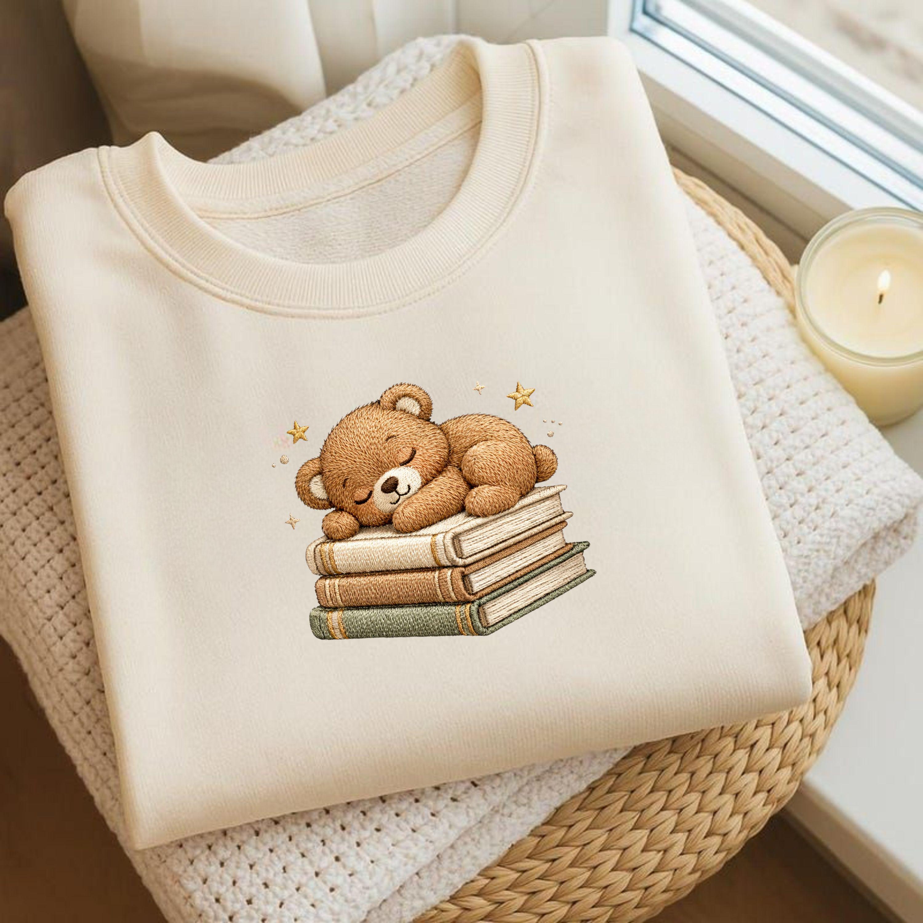 Adorable Sleeping Teddy Bear Embroidery File Baby Nursery Animal Cloud Stitch Design