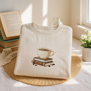 Cozy Coffee Books Embroidery File Reading Book Lover Coffee Cup Stitch Design