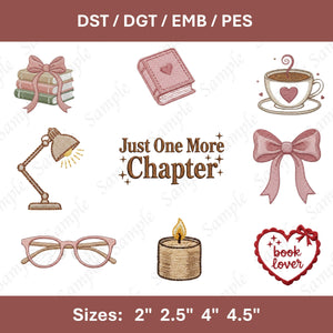 Reading Lover Mini Embroidery File