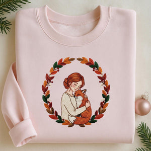 Girl And Fox Embroidery File Woodland Fantasy Child Illustration Machine Stitch Desig