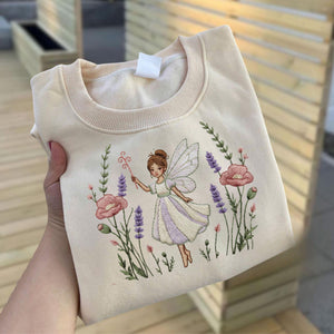 Dancing Fairy Embroidery File Whimsical Floral Fantasy Fairy Tale Design