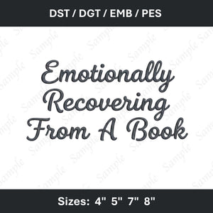 Funny Bookish Embroidery File Reading Quote Machine Embroidery Design Book Lover Pattern