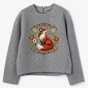 Floral Fox Machine Embroidery Design, Woodland Animals (Digital Download)