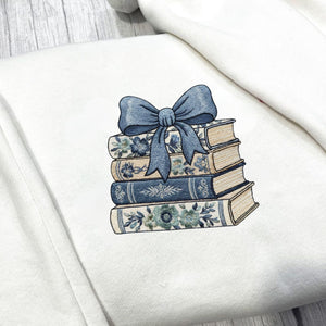 Bookish Floral Stack Embroidery File Coquette Bow Machine Embroidery Design