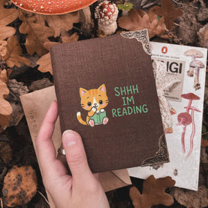 Shhh Im Reading – Cat Embroidery Design (Digital File)
