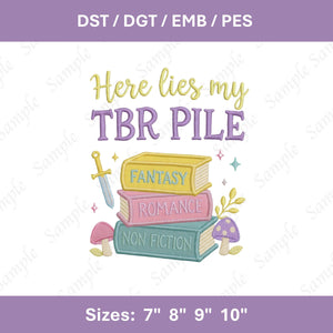 Embroidery File: Stack of Books Design (Digital Download)