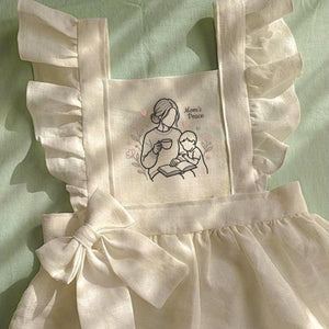 Mom's Peace Embroidery File: Mother Child Reading, Floral Coffee Design (Digital File)