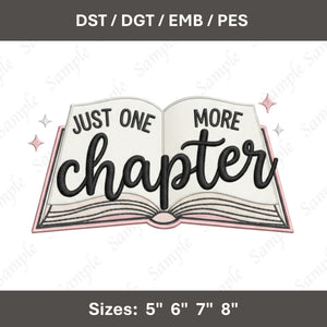 Just One More Chapter β Embroidery Design (Digital File)