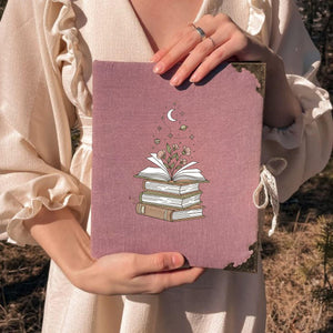 Book Stack Embroidery File: Floral Magic Reading Design (Digital Download)