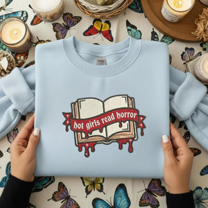 Hot Girls Read Horror Embroidery Design (Digital File)