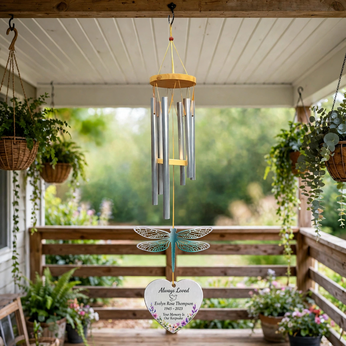 Personalized Memorial Wind Chimes Dragonfly Sympathy, In Loving Memory Outdoor Decor
