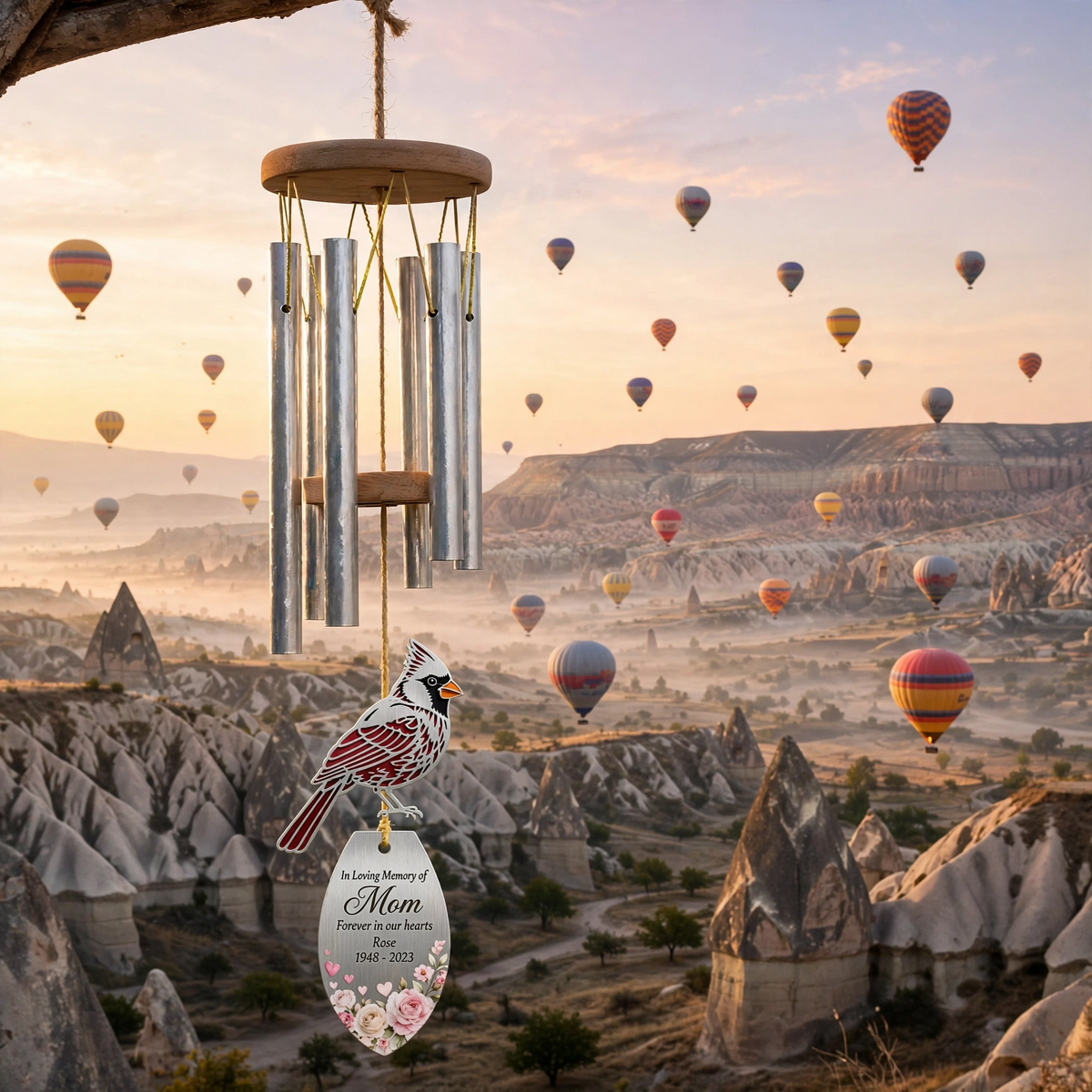 Personalized Memorial Wind Chimes For Loss Of Mother Cardinal Sympathy Gift