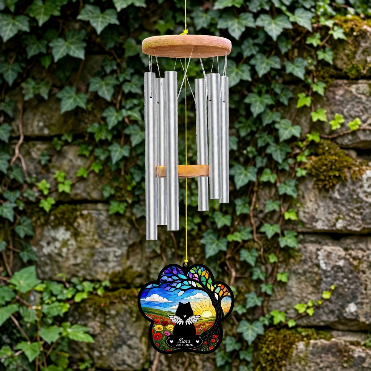 Rainbow Bridge Wind Chime, Custom Dog Memorial Wind Chimes
