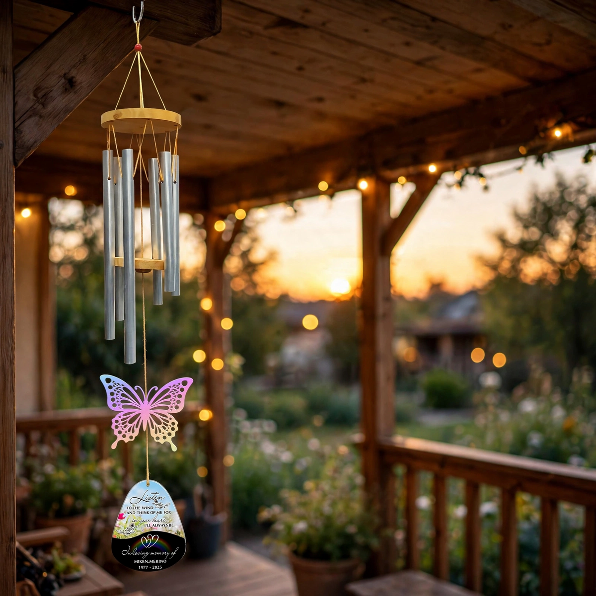 Personalized Memorial Wind Chimes, Butterfly Chime Loss Of Loved One