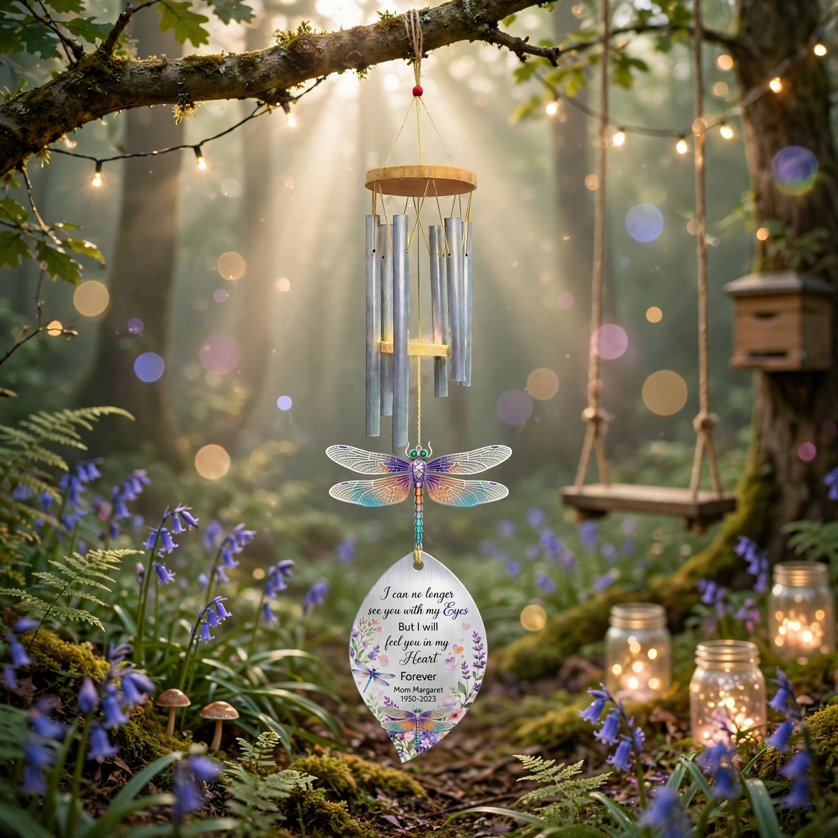 Personalized Memorial Wind Chimes For Loss Of Mother Dragonfly Gift