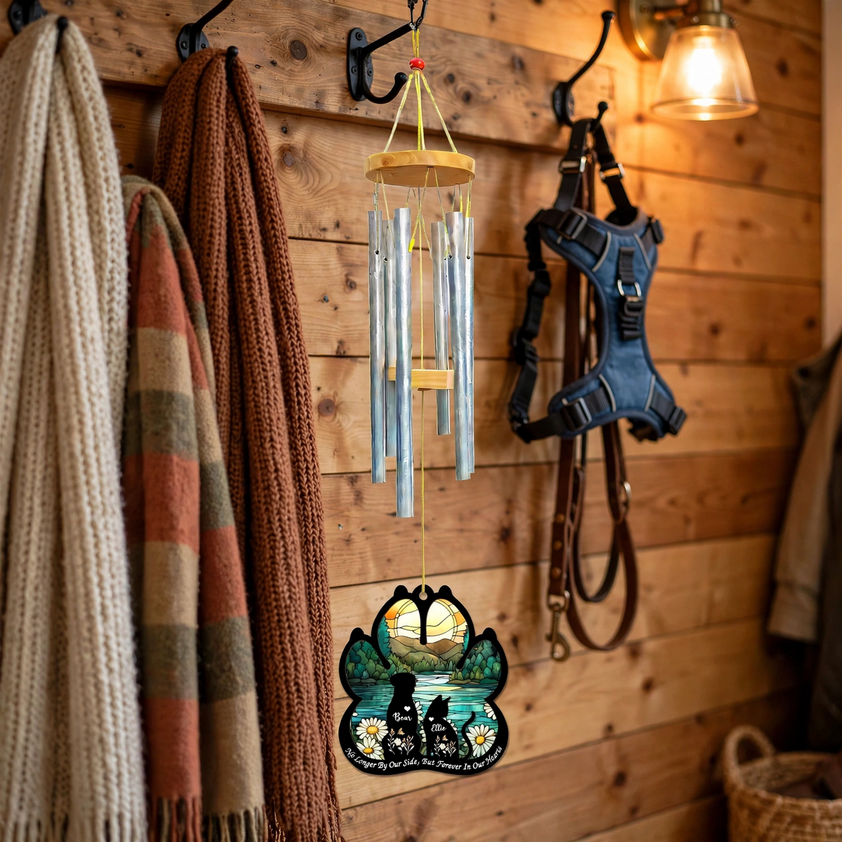 Rainbow Bridge Wind Chime, Personalized Pet Memorial, Dog And Cat Sympathy Gift