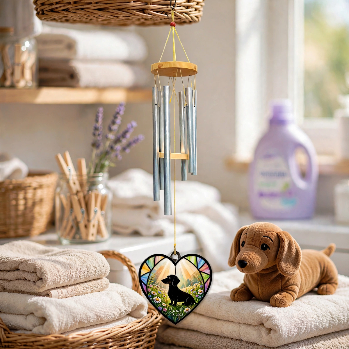 Rainbow Bridge Wind Chime, Dog Memorial Gift, Personalized Pet Memorial