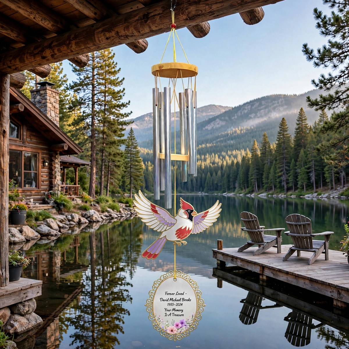 Cardinal Memorial Wind Chimes Custom Garden Chime Forever Loved