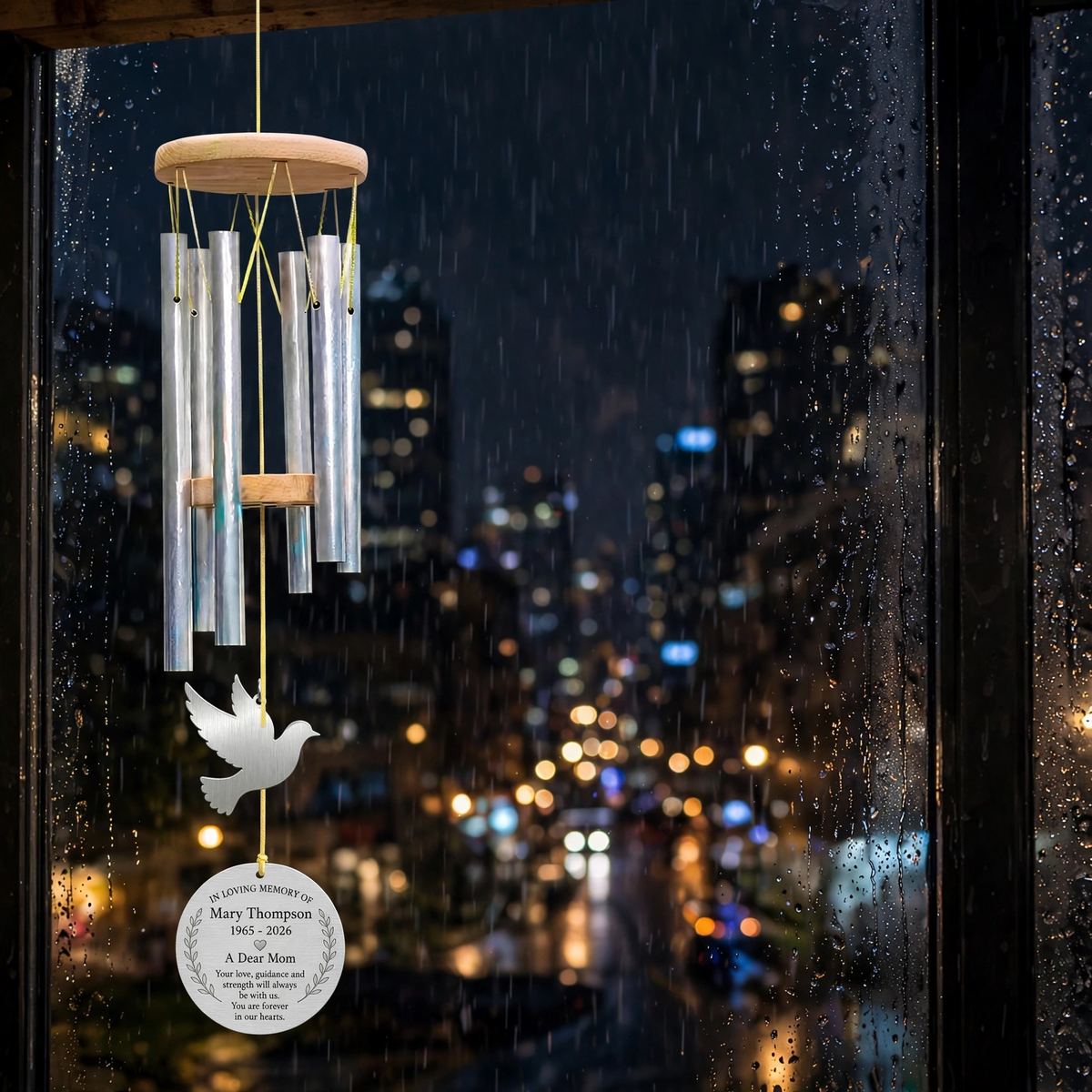Memorial Wind Chimes For Loss Of Mother, Personalized Bereavement Gift