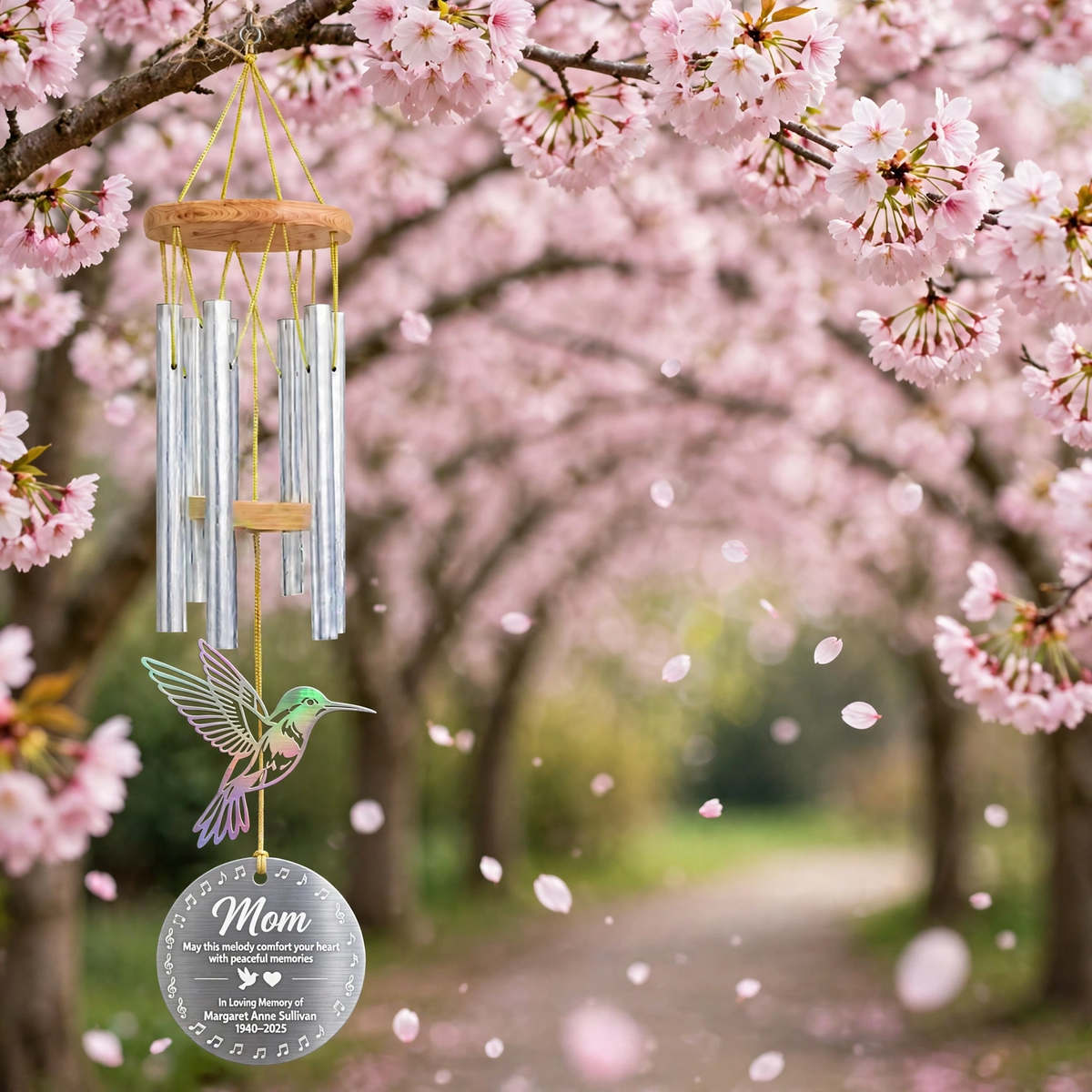 Personalized Memorial Wind Chimes For Loss Of Mother, Sympathy Gift