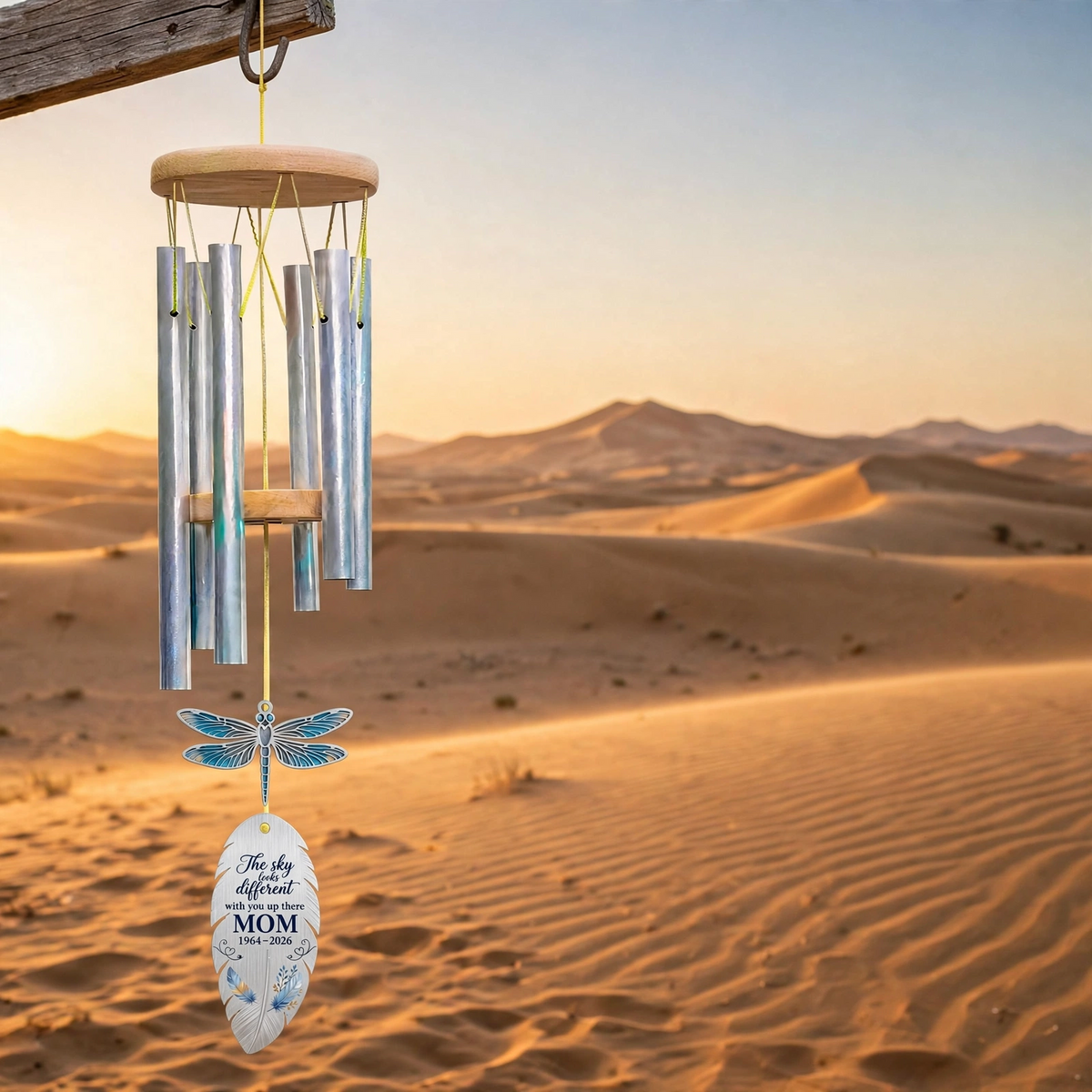 Personalized Memorial Wind Chimes For Loss Of Mom Dragonfly Feather