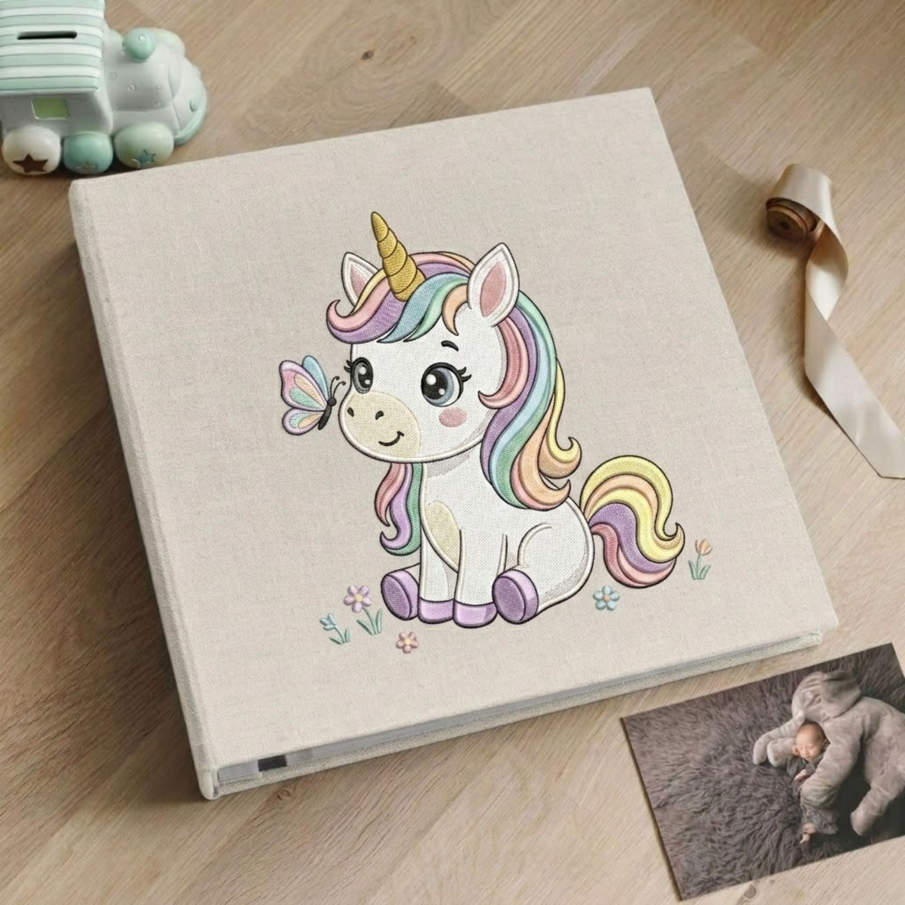 Unicorn Baby Memory Album, Pastel Rainbow Photo Book, Cute Nursery Keepsake, Baby Shower Gift, Little Girl Photo Album