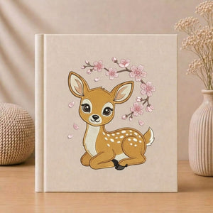 Baby Deer Memory Book - Delicate Floral Embroidery Photo Album