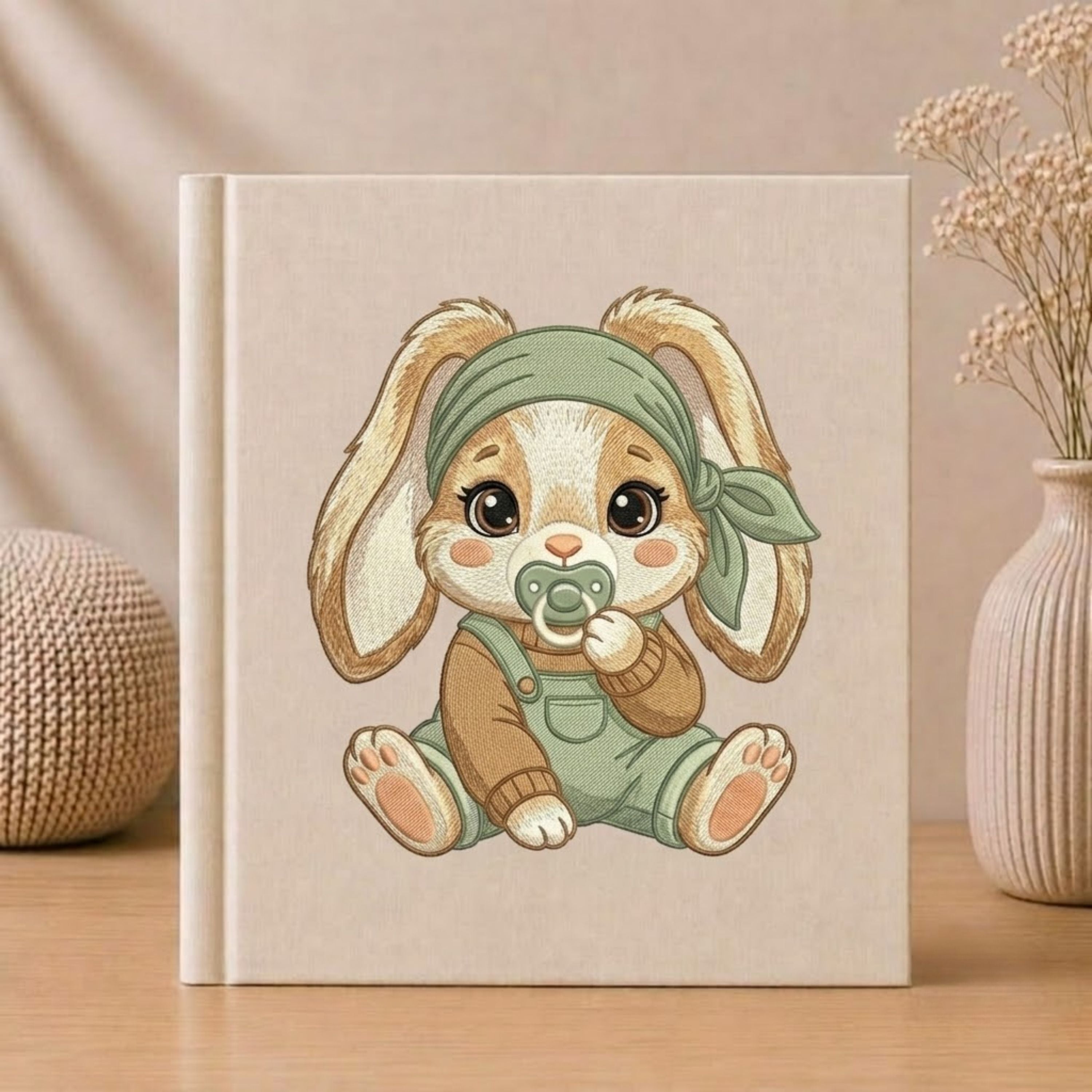 Baby Bunny Memory Book - Adorable Embroidered Photo Album for Newborns