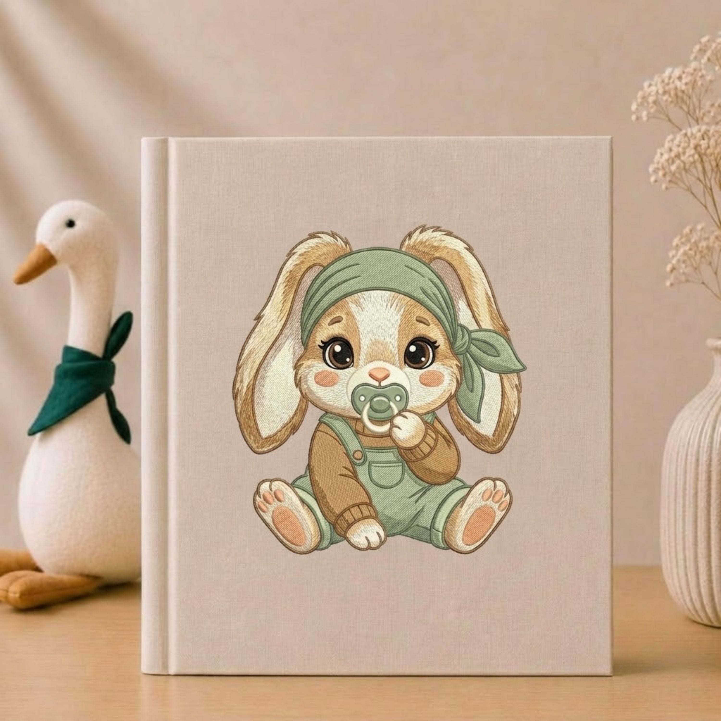 Baby Bunny Memory Book - Adorable Embroidered Photo Album for Newborns