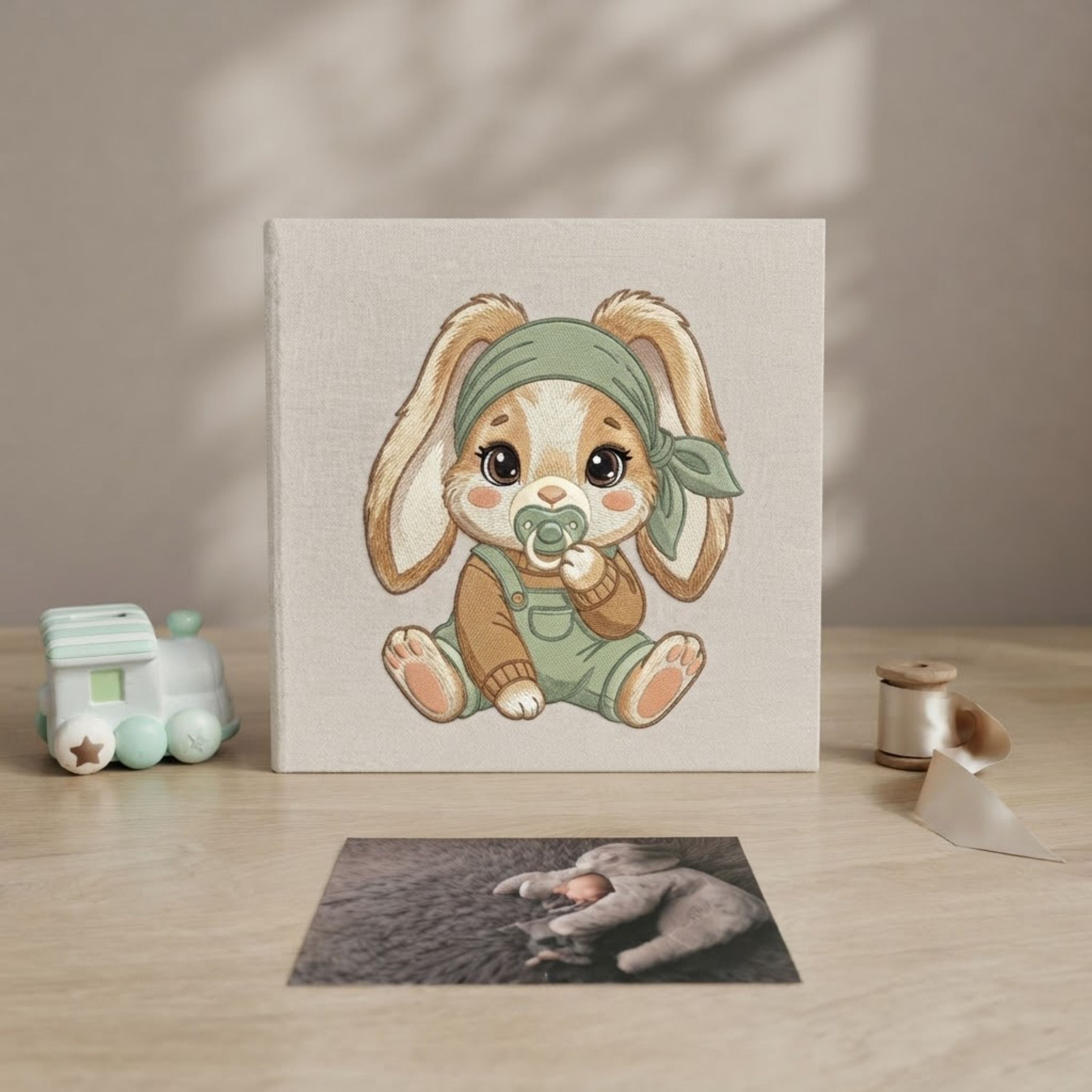 Baby Bunny Memory Book - Adorable Embroidered Photo Album for Newborns