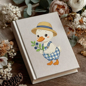 Little Duckling Photo Album - Soft Linen Cover with Blueberry Days Embroidery