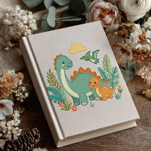 Little Dinosaur Adventures Photo Album - Soft Linen Cover with Prehistoric Friends
