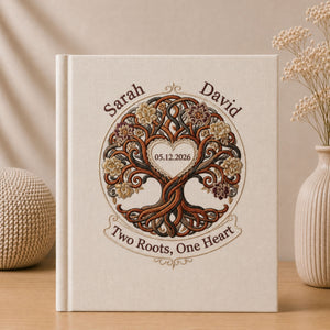 Personalized Embroidered Wedding Photo Album - Custom Celtic Tree of Life Memory Book - Anniversary Keepsake - Wedding Gift for Couples