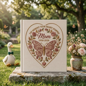 Memorial Photo Album for Mom Personalized Remembrance Album Butterfly and Roses Sympathy Gift In Loving Memory Keepsake