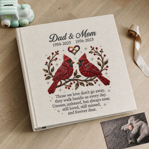 Personalized Dad and Mom Memorial Photo Album Cardinal Remembrance Book Sympathy Gift In Loving Memory Keepsake for Parents