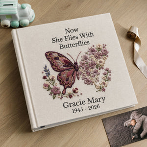 Floral Butterfly Memorial Album Personalized Celebration of Life Photo Book Bereavement Sympathy Gift for Mother Grandma or Loved One