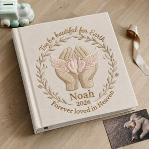 Personalized Baby Memorial Photo Album Angel Wings Remembrance Book Infant Loss Keepsake Forever Loved in Heaven Sympathy Gift