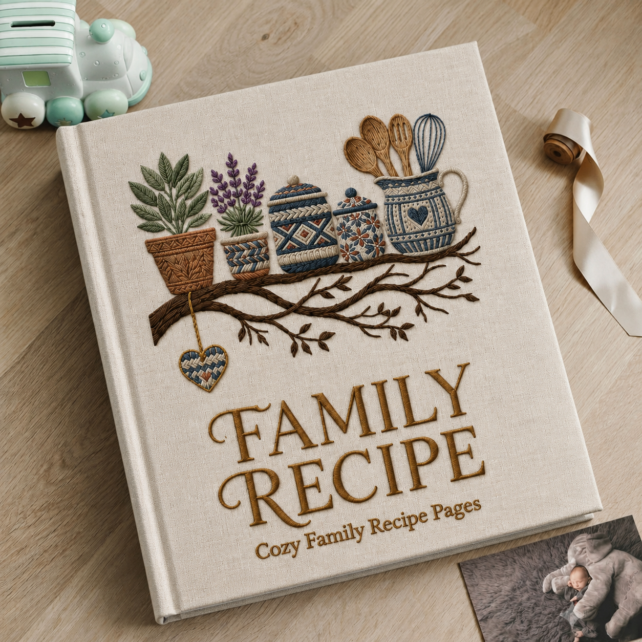 Cozy Family Recipe Book Personalized Cookbook Kitchen Memory Journal Housewarming Wedding Mothers Day Gift