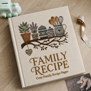 Cozy Family Recipe Book Personalized Cookbook Kitchen Memory Journal Housewarming Wedding Mothers Day Gift