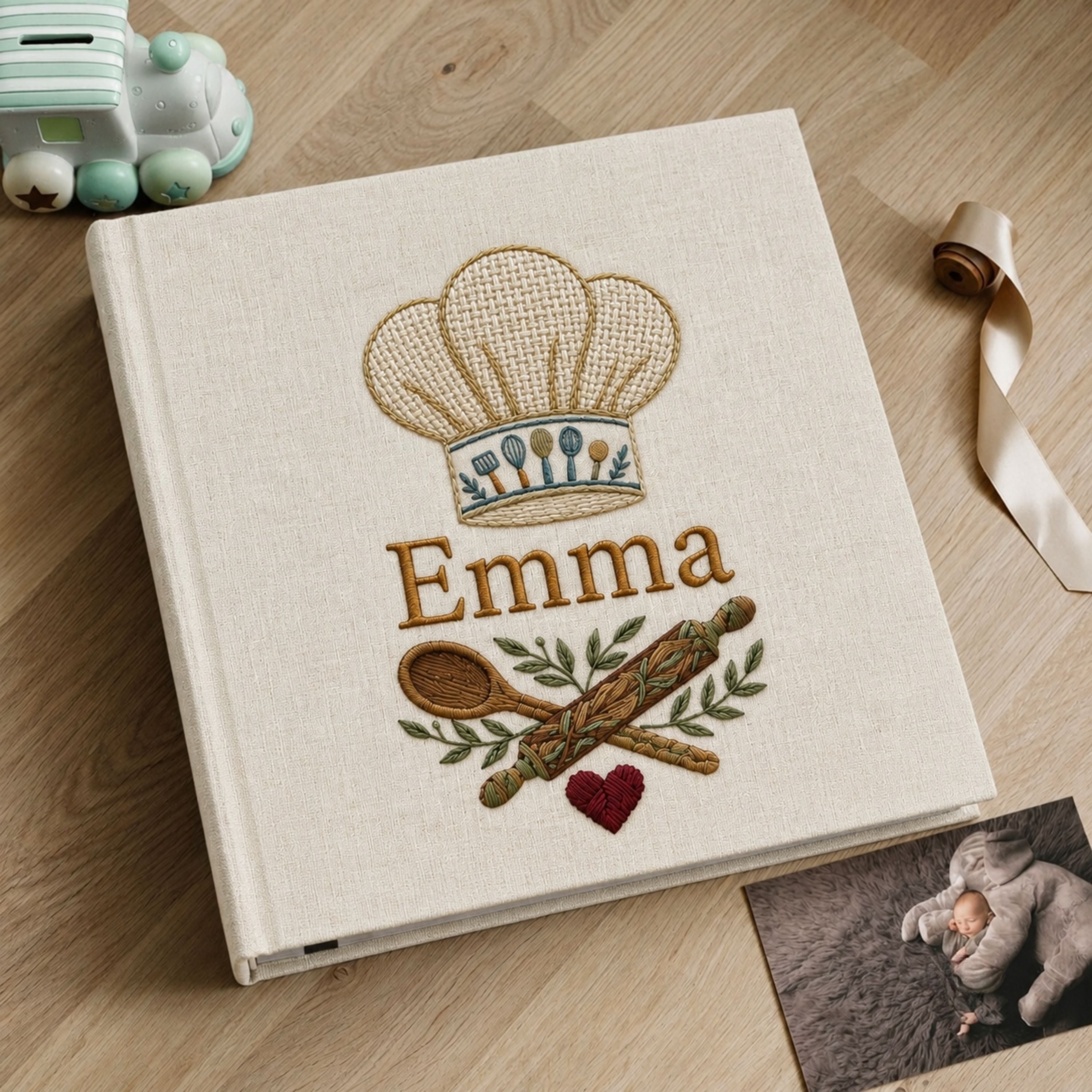 Personalized Recipe Book Custom Name Cookbook Kitchen Keepsake Family Recipe Journal Gift for Mom Grandma Baker or Home Chef
