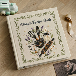 Botanical Recipe Book Personalized Cookbook Custom Kitchen Journal Family Heirloom Gift for Mom Grandma Bride or Wife
